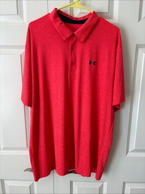Under Armour Men's Bright Red Polo with Black Logo